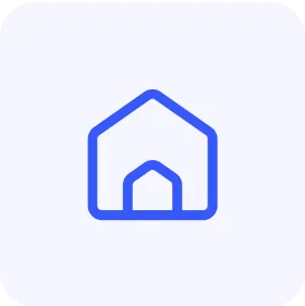 a blue house icon on a white background